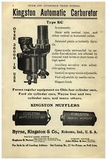 1906 PAPER AD 2 PG Kingston Automatic Carburetor Type KC Byrne Kokomo Spark Coil picture
