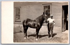 K44/ Celeron New York RPPC Postcard c1910 Horse Breeder? Farm Barn 75 picture