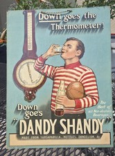 ANTIQUE/VINTAGE  1910 “DANDY SHANDY” SARSAPARILLA SODA CARDBOARD LITHOGRAPH SIGN picture