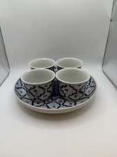 Vintage & Handcrafted (Thailand) Sake Tea Cups with Serving Plate picture