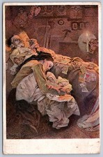 DS1/ Alphonse Mucha Artist Signed Art Nouveau Postcard c1910 Sleep 18 picture