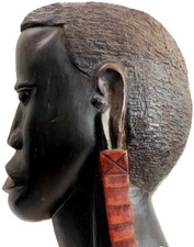 Vtg African Warrior Face Tribal Hand Carved Wooden Kenya Art Wall Hanging picture