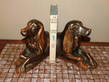 Vintage 1946 Saxton Chavalas Bronze Art Deco Hunting Dog Pointer Bookends Pair picture