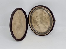 Antique Victorian Velvet Clamshell Photo Case w/ Portrait of a Boy, 19th C. picture