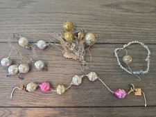 Vtg Mid-Century Mercury Glass Christmas Ornament Tinsel Garland Clusters 4 pc picture