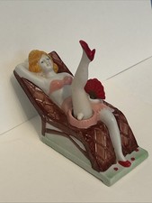 Vtg Naughty Nodder Ashtray Bathing Beauty Lady-Moving Legs Up Dress picture