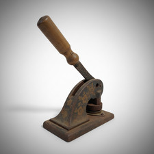 Vintage Ornate Floral Embosser Seal Press Paper Document Hand Stamp Antique Desk picture