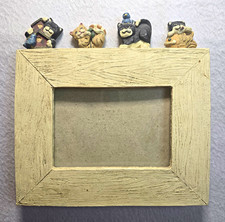 Vintage 90s Figi Graphics Whittle Cats Resin Picture Frame Wood Look Cottagecore picture
