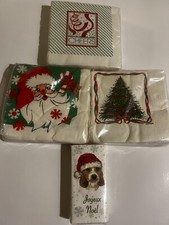 Vintage Lot of 4 Packs Christmas Cocktail Napkins Decoupage Craft Santa Tree Dog picture
