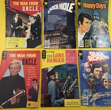 Vintage Comic Book Lot (6) Gold Key TV Man From UNCLE Happy Days Lone Ranger + picture