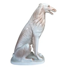 Vintage Hollohaza Porcelain Borzoi Dog Figurine Wolfhound 11
