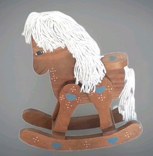 Vintage Country Rocking Wooden Horse Doll Size Handcrafted 1970's 16