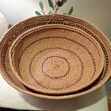 Set of 2 Vintage Yanomami Brazil Amazon Handwoven Gathering Baskets picture