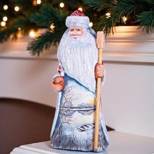 Wooden Santa with Winter Landscape – Hand Carved Hand Painted 9
