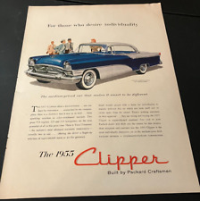 Blue 1955 Packard Clipper Constellation - Vintage Illustrated Print Ad Wall Art picture