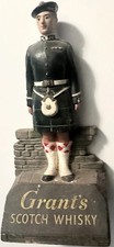 Vintage 1960s Grants Scotch Whisky Ceramic Bar Display Statue Highlander 10 Inch picture