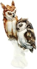 Giuseppe Granello for Cacciapuoti Italy, Two Owls on Branch Figurine, 15 1/2