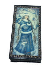 Russian Lacquer Box Snegurochka Snow Maiden Hand Painted Trinket Box picture