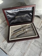 Vintage Reflections Pen Pencil And Letter Opener Set In Wood Box.   picture