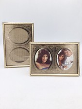 Vintage 1981 Intercraft Gold Foil Double Oval Picture Frames Set - 4 X 6 picture