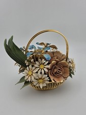 Vintage 1977 Gloria Vanderbilt Flowers of the Seasons Summer Boquet Metal Basket picture