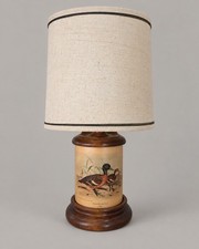 Vintage Mid Century Duck Lamp Mareca Punctata John Gould Wood Cabin Table Light picture