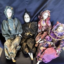 vintage decorative/collectible porcelain harlequin/jester dolls, Show Stoppers picture