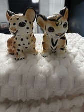 Vintage Shafford Tiger And Leopard Cub Hand Painted Ceramic Figurines picture