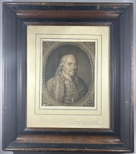 RARE Engraving of Benjamin Franklin Printed by Juste Chevillet in France in 1785 picture