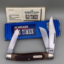 Vintage Schrade USA 8OT Old Timer Stockman Pocket Knife 3-Blade Brown Delrin NOS picture