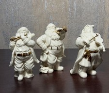 Vintage Lenox Ivory Porcelain Santa Figurines: Gold Flute & French Horn, Set of  picture