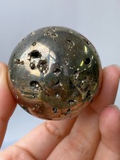 Natural Peruvian Pyrite Sphere, Druzy Pyrite Crystal Ball 1.97