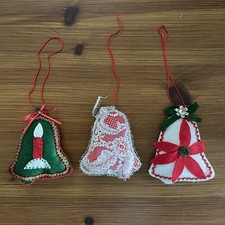 Vintage Handmand Felt Bell Ornaments - Lot of 3  picture