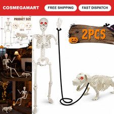 3FT Light Up Halloween Skeleton Decorations with Dog Skeleton - Spooky Yard Deco picture
