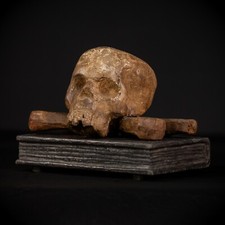 RARE Memento Mori | French Antique 1700s Wooden Skull | 18th Century Wood Death_ picture