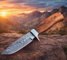 Crown Handmade Steel Fixed Blade Knife Custom knife with Rose Handle and Sheath picture