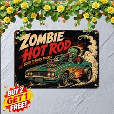 Post Apocalypse Muscle Car Tin Sign Undead Wasteland Driver Plaque 8x12 In picture