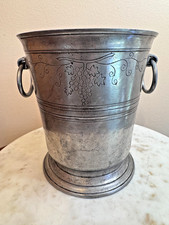 Vintage Italian Pewter ice, Wine, Champagne bucket, Engraved Grape Made In Italy picture