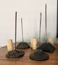 Vintage Cast Iron Receipt Spindles Paper Note Holders Desk Decor x 4 Different picture