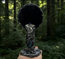 Handheld Obsidian Scrying Mirror Wand with Labradorite, Crystal Divination Tool picture