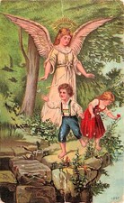 Antique Card Victorian Children Guardian Angel Rarden Ohio Prayer Postcard G53 picture