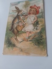 Easter Greetings. Young Girl And Bunny picture