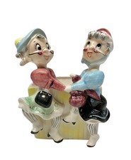 Vintage Enesco Busy Biddy Dancing Grandma Granny Planter Vase Kitsch Old Lady picture