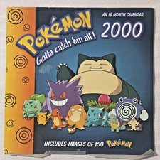 Vintage 2000 Pokemon Wall Calendar Millennium 18-Month Kanto Generation 1 Unused picture