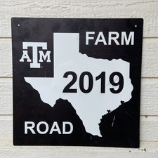Texas A&M University Farm Road 2019 Metal Sign Black Aggies Man Cave Bar 18