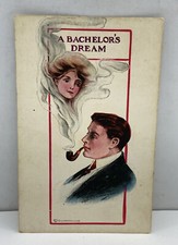 Fantasy A Bachelors Dream Pretty Woman Appears In Smoke Postcard Unposted picture