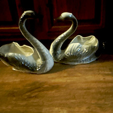 Ceramic Swan Bird Figurines Pair Decorative Swan Figurine Set picture