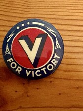 Vintage WWII V For Victory Pinback Morse Code Radio Towers 1940s Homefront picture