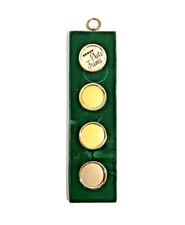 VTG 4 Hole Opening Collage Photo Frame Green Velvet Victorian Pocket Watch Style picture