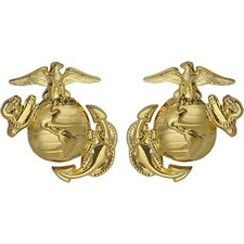 USMC Enlisted Dress Collar Device – 24k Gold Eagle Globe Anchor (EGA) Insignia picture